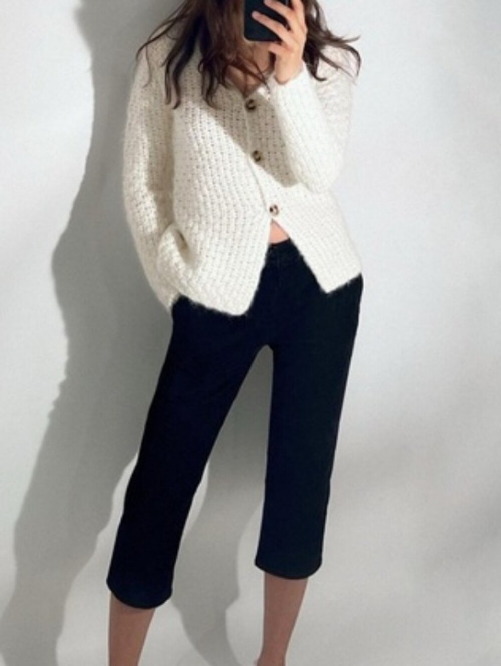 Zara Chunky Knit Cream Sweater Cardigan, Sz M